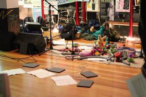 Setting up the EMS Toy Ensemble and iPad Ensemble at the You Are Here festival.